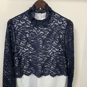 Sandro Navy Lace Top